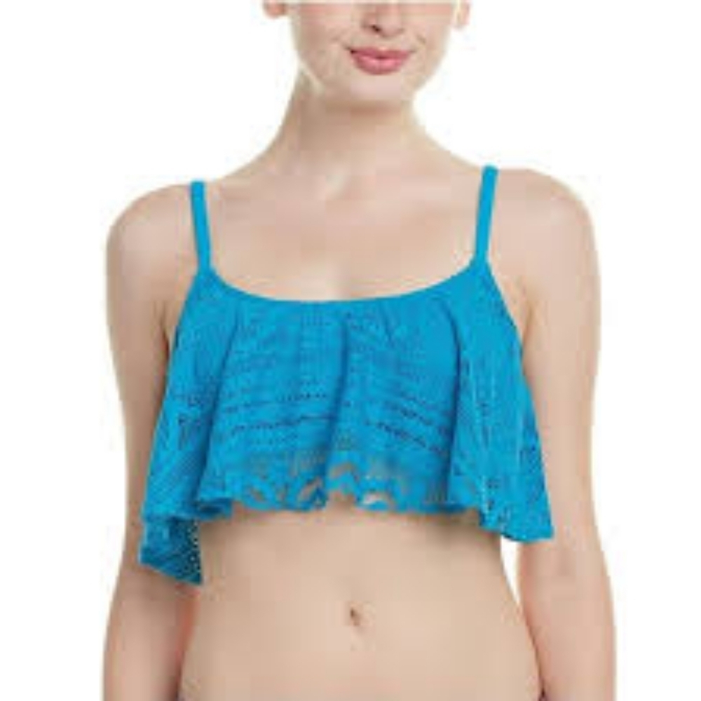 NEW Kenneth Cole Reaction S turquoise crochet bikini top